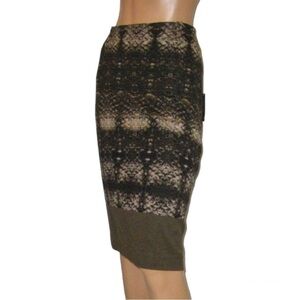 Lord & Taylor Brown Snake Print Pencil Skirt Knee Length Size 14
